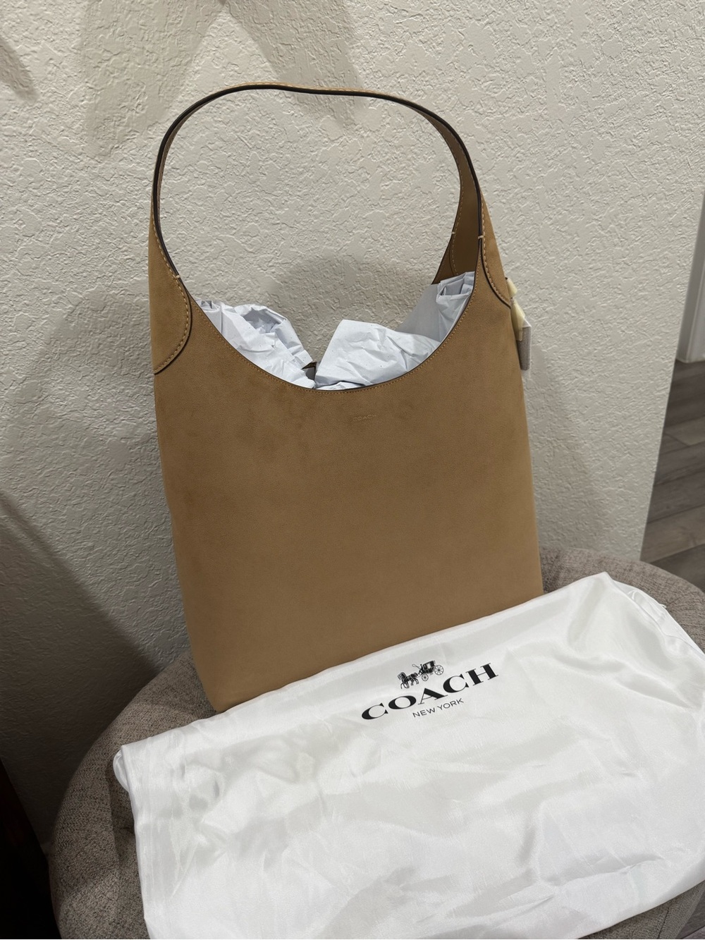 Coach Brooklyn 39 Large Suede Shoulder Bag B4/Sand Tan- NWT